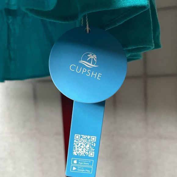 Cupshe NWT Turquoise V-Neck Dress w/ Open Back & Lace Up Ties on Sides (Small) - Picture 14 of 16